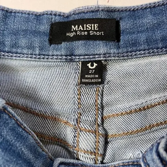 TRUE RELIGION Maisie High Rise Denim Shorts Med Wash Western Cowgirl Sz 27 NWT - Picture 6 of 10